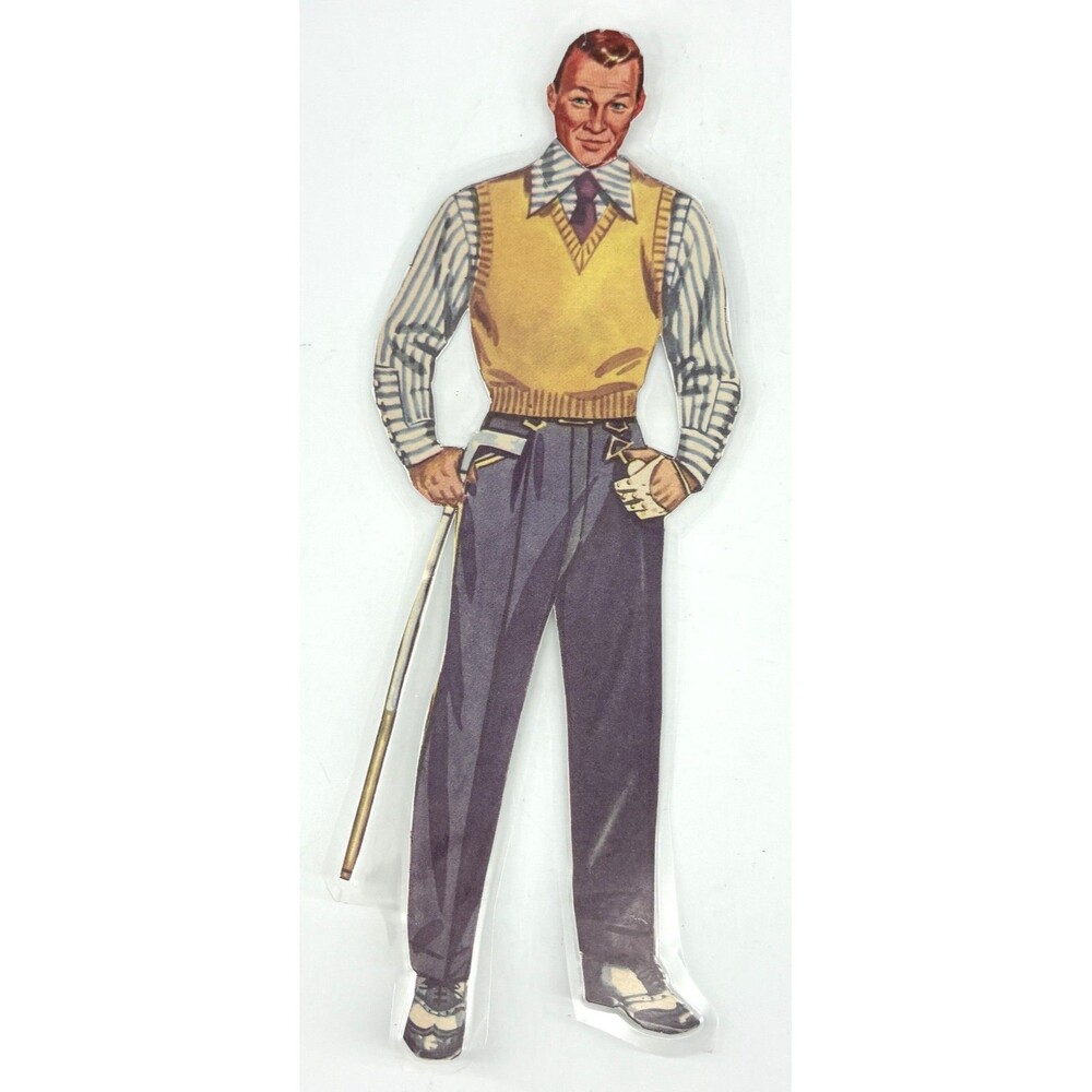 Vintage Paper Doll - Laminated Bookmark - 9.5"x4" - Male Dapper Golfer